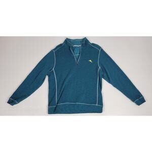 Tommy Bahama Mens Medium Quarter Zip‎ Pullover Blue/Green Sweater 183-T220818